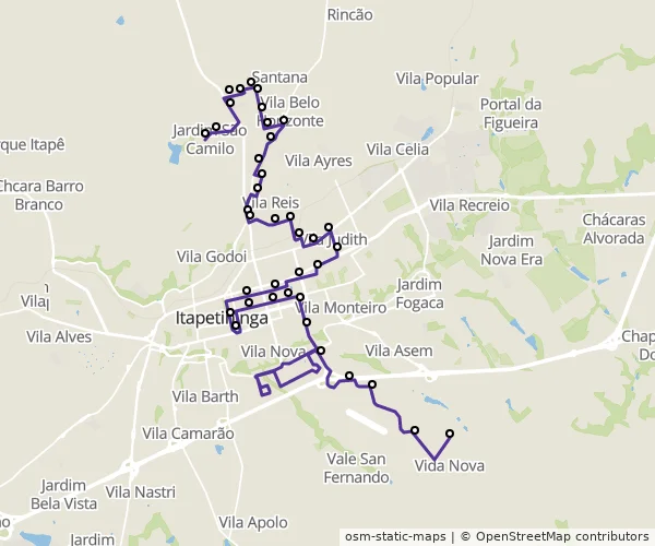 Mapa do itinerário da linha